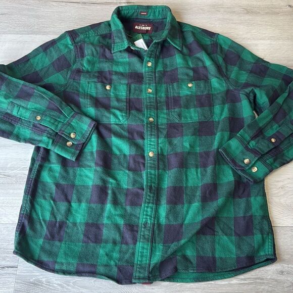 ALESBURY Fireside Brushed Flannel Green Medium SH Stitch Fix Nwt - Picture 2 of 3